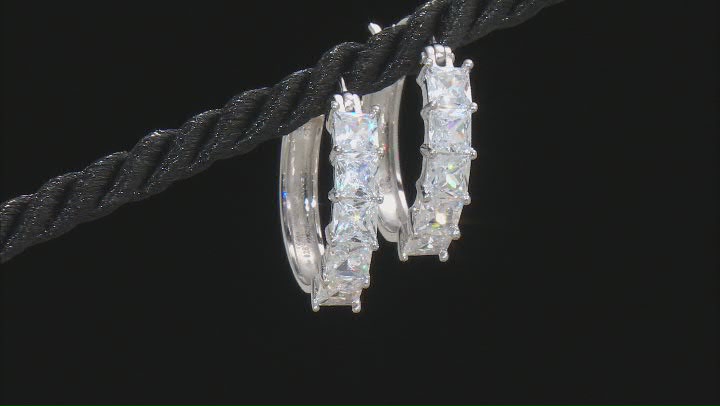 White Cubic Zirconia Rhodium Over Sterling Silver Earring Set 8.73ctw Video Thumbnail