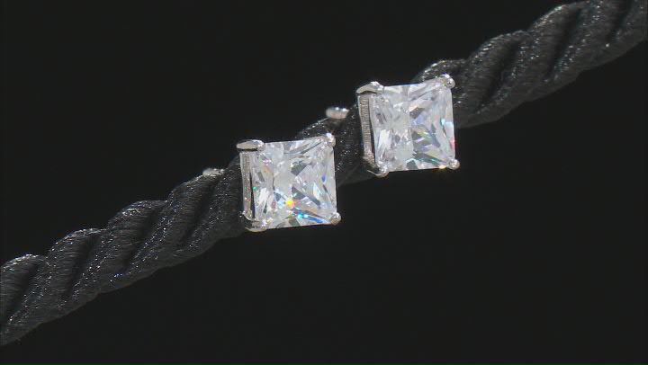 White Cubic Zirconia Rhodium Over Sterling Silver Earring Set 8.73ctw Video Thumbnail