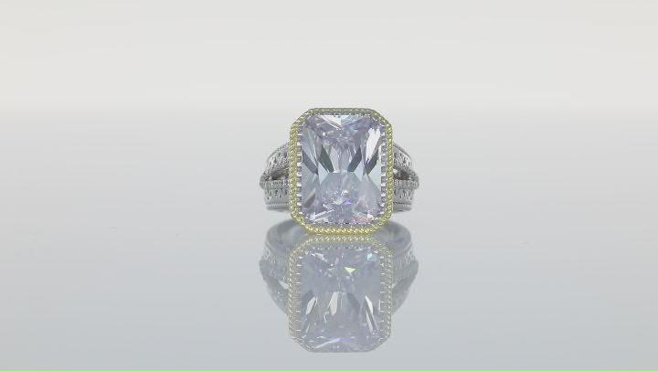 White Cubic Zirconia Rhodium And 14K Yellow Gold Over Sterling Silver Ring 15.03ctw Video Thumbnail