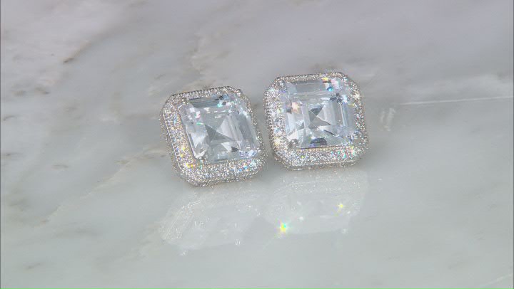 White Cubic Zirconia Rhodium Over Sterling Silver Ring And Earring Set 10.97ctw Video Thumbnail