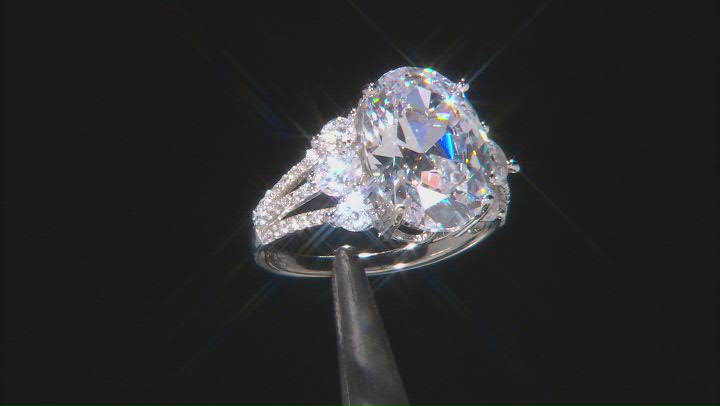 White Cubic Zirconia Platinum Over Sterling Silver Ring 10.09ctw Video Thumbnail