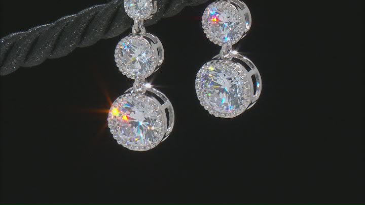 White Cubic Zirconia Rhodium Over Sterling Silver Earrings 9.34ctw Video Thumbnail