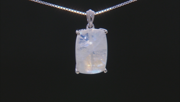 White rainbow moonstone rhodium over silver ring, earrings, and pendant with chain set