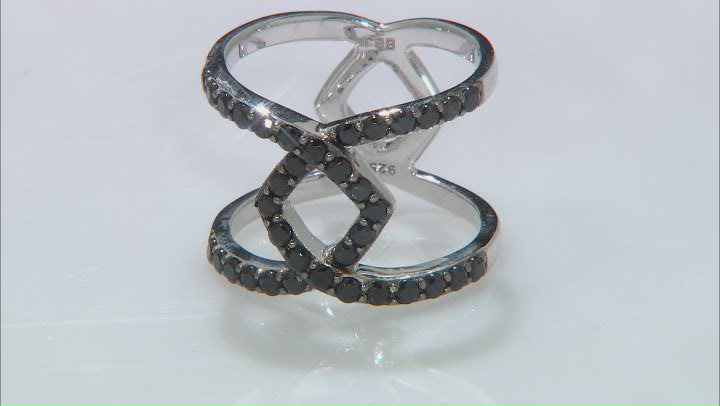 Black Spinel Rhodium Over Silver Ring 1.32ctw Video Thumbnail