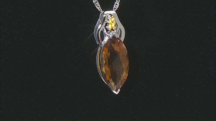 Brown Champagne Quartz Rhodium Over Sterling Silver Pendant With Chain Video Thumbnail