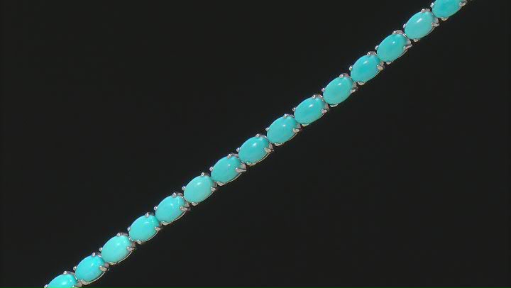 Blue Sleeping Beauty Turquoise Rhodium Over Sterling Silver Tennis Bracelet Video Thumbnail