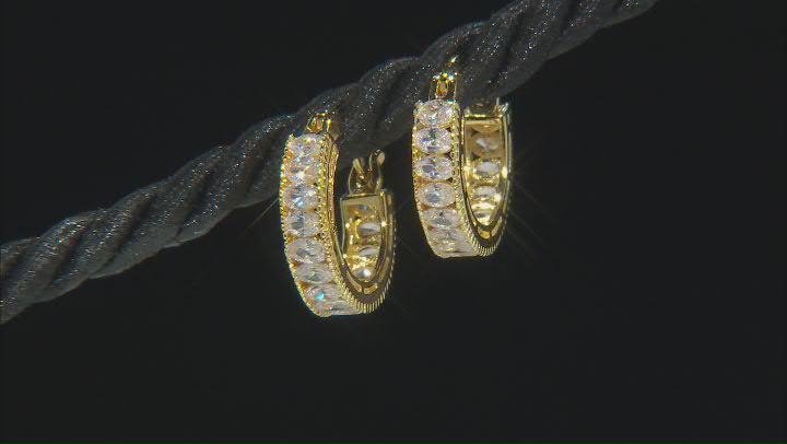 White Cubic Zirconia 18k Yellow Gold Over Sterling Silver Earring Set 4.18ctw Video Thumbnail
