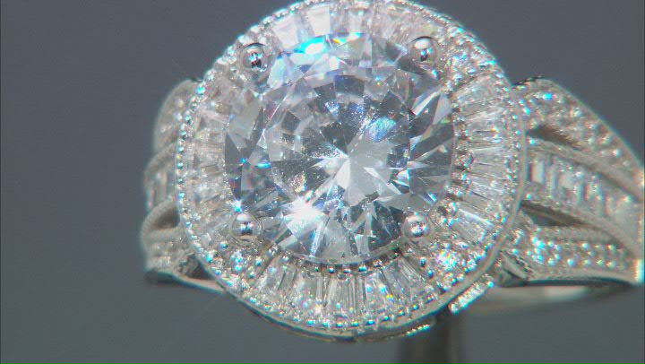 White Cubic Zirconia Rhodium Over Sterling Silver Ring 7.47ctw Video Thumbnail