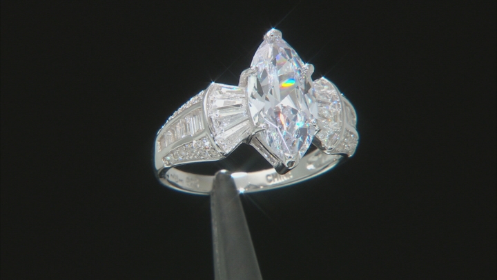 White Cubic Zirconia Rhodium Over Sterling Silver Ring 5.32ctw Video Thumbnail