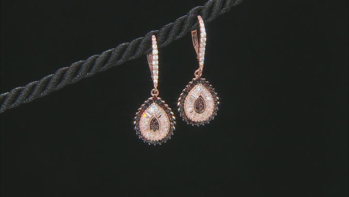 White And Mocha Cubic Zirconia 18K Rose Gold Over Sterling Silver Earrings 2.42ctw Video Thumbnail