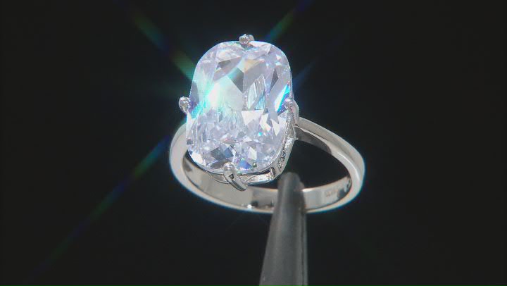 White Cubic Zirconia Platinum Over Sterling Silver Ring 9.51ctw Video Thumbnail