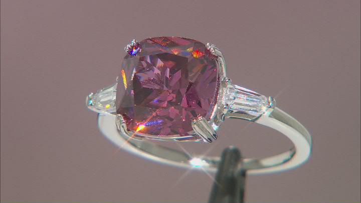 Blush And White Cubic Zirconia Rhodium Over Sterling Silver Ring 6.25ctw Video Thumbnail