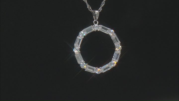 White Cubic Zirconia Rhodium Over Sterling Silver Pendant With Chain 4.68ctw Video Thumbnail