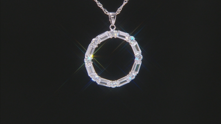 White Cubic Zirconia Rhodium Over Sterling Silver Pendant With Chain 4.68ctw Video Thumbnail