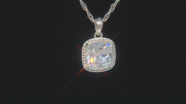 White Cubic Zirconia Rhodium Over Sterling Silver Pendant With Chain 6.08ctw