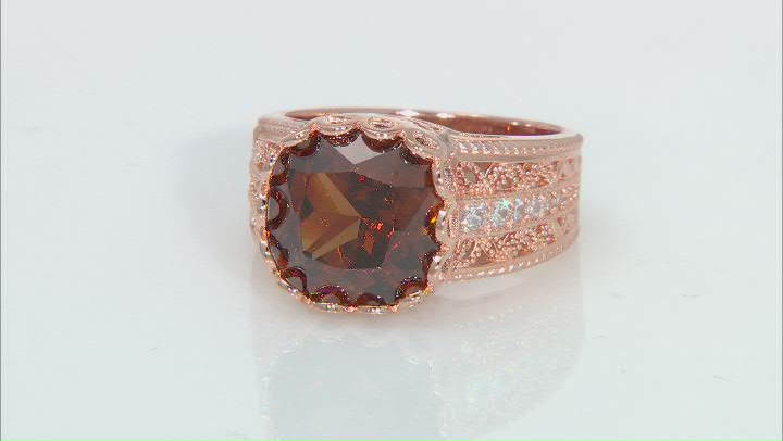 Mocha And White Cubic Zirconia 18K Rose Gold Over Sterling Silver Ring 10.85ctw Video Thumbnail