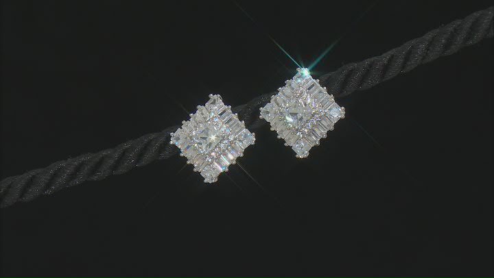 White Cubic Zirconia Rhodium Over Sterling Silver Earrings 7.62ctw Video Thumbnail