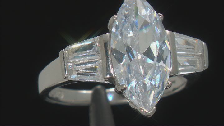 White Cubic Zirconia Rhodium Over Sterling Silver Ring 6.75ctw Video Thumbnail