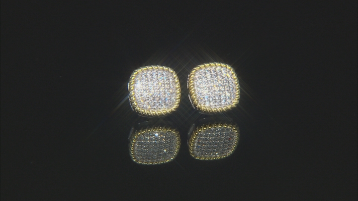 White Cubic Zirconia Rhodium And 14K Yellow Gold Over Sterling Silver Earrings 0.81ctw Video Thumbnail