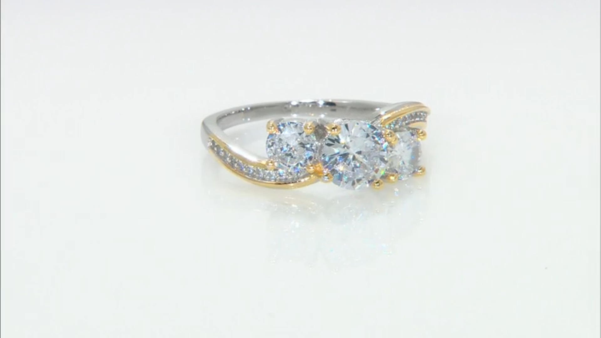 White Cubic Zirconia Rhodium And 14K Yellow Gold Over Sterling Silver Ring 3.48ctw Video Thumbnail