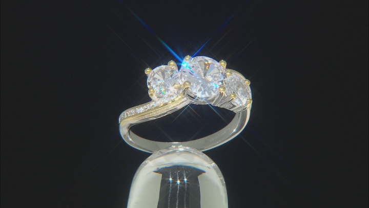 White Cubic Zirconia Rhodium And 14K Yellow Gold Over Sterling Silver Ring 3.48ctw Video Thumbnail