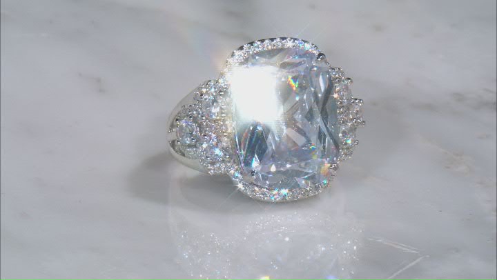White Cubic Zirconia Rhodium Over Sterling Silver Ring 22.28ctw Video Thumbnail