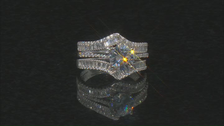 White Cubic Zirconia Rhodium Over Sterling Silver Ring With Bands 4.90ctw Video Thumbnail