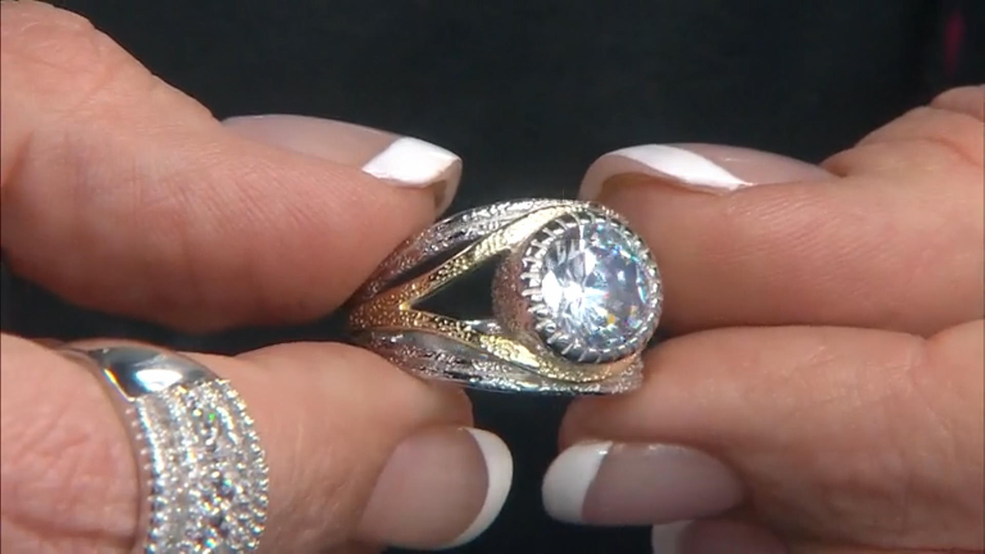 White Cubic Zirconia Rhodium And 14K Yellow Gold Over Sterling Silver Ring 5.94ctw Video Thumbnail