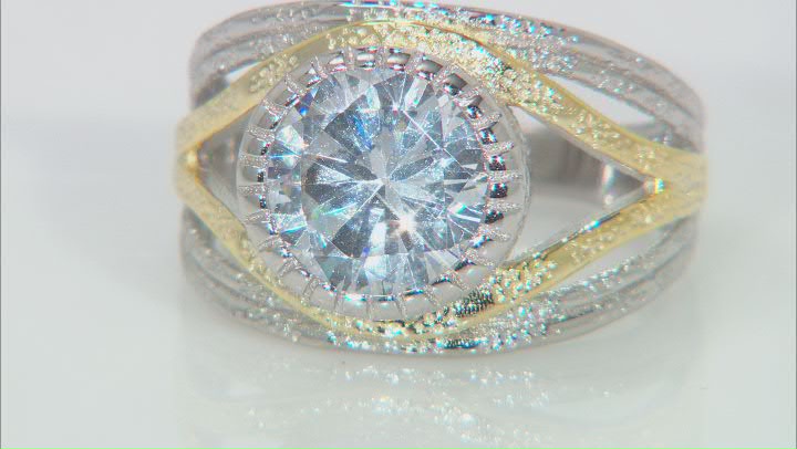 White Cubic Zirconia Rhodium And 14K Yellow Gold Over Sterling Silver Ring 5.94ctw Video Thumbnail