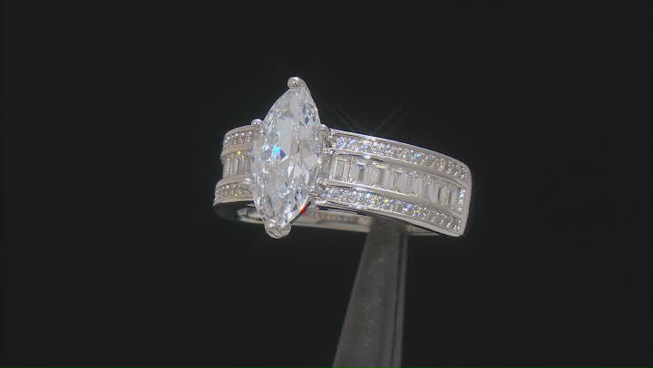 White Cubic Zirconia Rhodium Over Sterling Silver Ring With Bands 4.85ctw Video Thumbnail