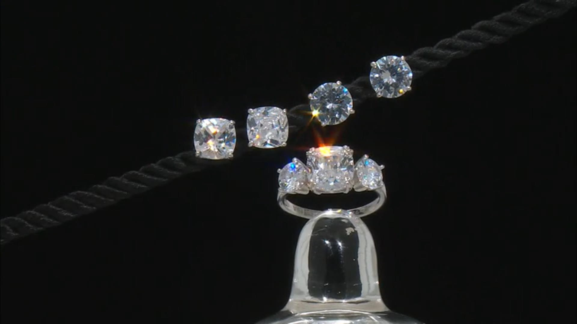 White Cubic Zirconia Rhodium Over Sterling Silver Ring And Earrings Set 19.33ctw Video Thumbnail