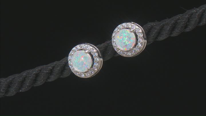 Lab Created Opal And White Cubic Zirconia Rhodium Over Sterling Silver Jewelry Set Video Thumbnail