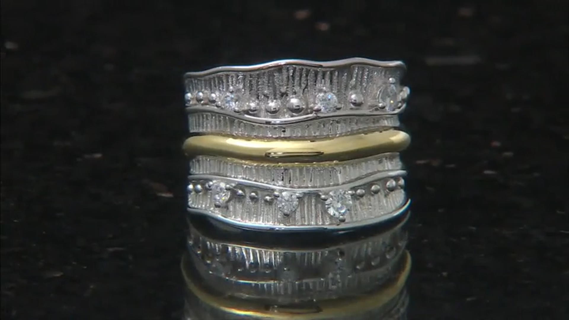White Cubic Zirconia Rhodium And 14k Yellow Gold Over Sterling Silver Ring 0.42ctw Video Thumbnail