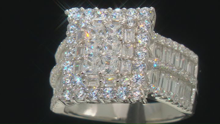 White Cubic Zirconia Platinum Over Sterling Silver Ring 3.94ctw Video Thumbnail