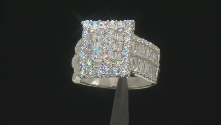 White Cubic Zirconia Platinum Over Sterling Silver Ring 3.94ctw Video Thumbnail