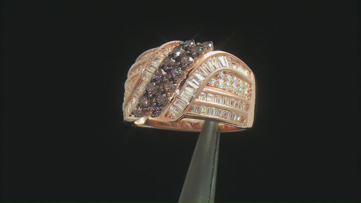 Mocha And White Cubic Zirconia 18k Rose Gold Over Sterling Silver Ring 2.93ctw Video Thumbnail