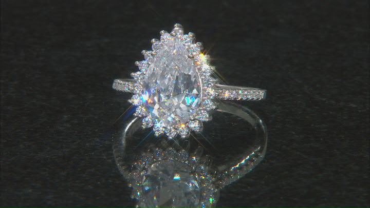 White Cubic Zirconia Platinum Over Sterling Silver Ring 5.12ctw Video Thumbnail