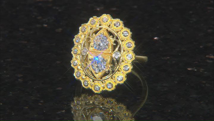 White Cubic Zirconia 18k Yellow Gold Over Sterling Silver Ring 1.58ctw Video Thumbnail