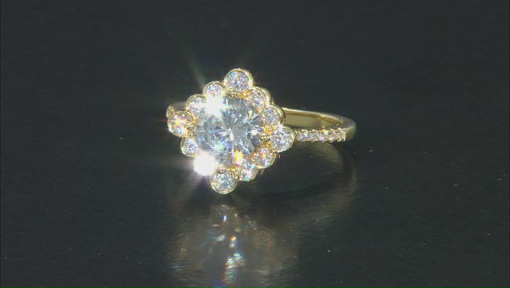 White Cubic Zirconia 18k Yellow Gold Over Sterling Silver Ring 3.98ctw Video Thumbnail