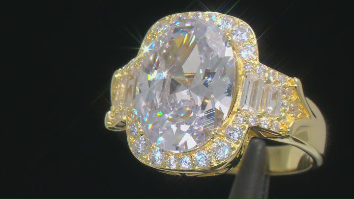 White Cubic Zirconia Eterno 18k Yellow Gold Over Sterling Silver Ring 9.65ctw Video Thumbnail
