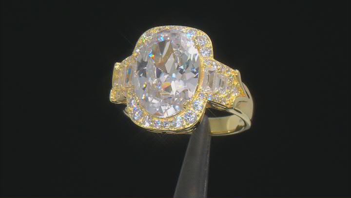White Cubic Zirconia Eterno 18k Yellow Gold Over Sterling Silver Ring 9.65ctw Video Thumbnail