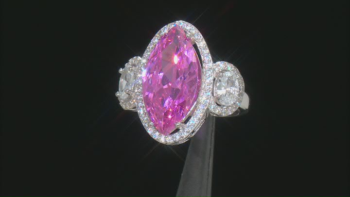 Pink And White Cubic Rhodium Over Sterling Silver Ring 12.54ctw Video Thumbnail