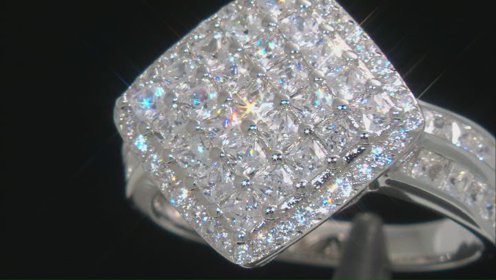 White Cubic Zirconia Platinum Over Sterling Silver Ring 3.38ctw Video Thumbnail