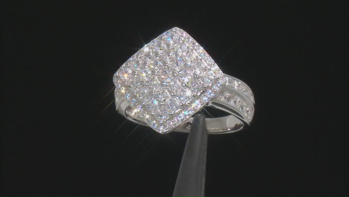 White Cubic Zirconia Platinum Over Sterling Silver Ring 3.38ctw Video Thumbnail