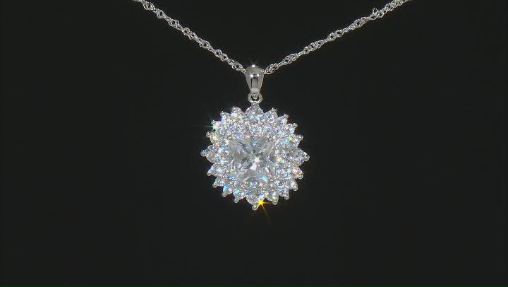 White Cubic Zirconia Rhodium Over Sterling Silver Pendant With Chain 8.63ctw Video Thumbnail