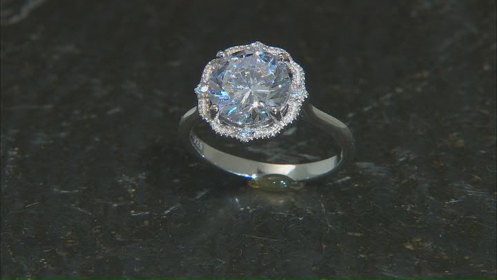 White Cubic Zirconia Rhodium Over Sterling Silver Ring 6.04ctw Video Thumbnail