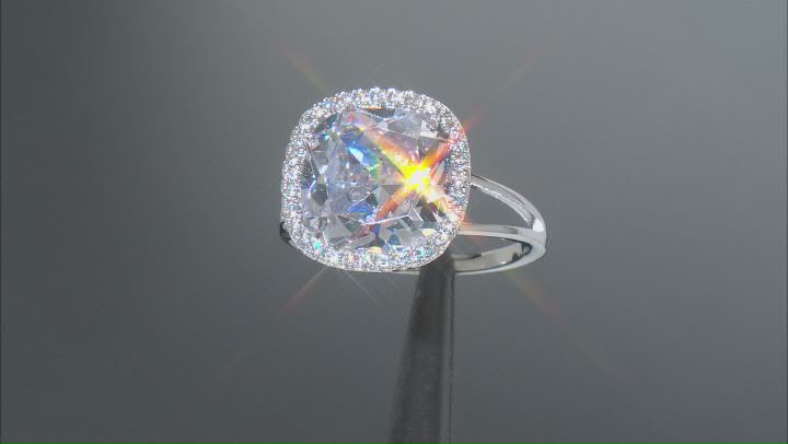 White Cubic Zirconia Platinum Over Sterling Silver Ring 10.57ctw Video Thumbnail