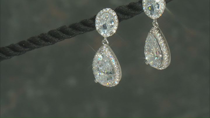 White Cubic Zirconia Rhodium Over Sterling Silver Earrings 11.73ctw Video Thumbnail