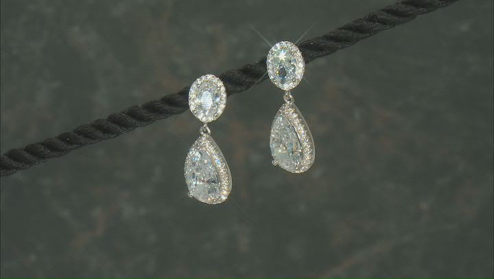 White Cubic Zirconia Rhodium Over Sterling Silver Earrings 11.73ctw Video Thumbnail