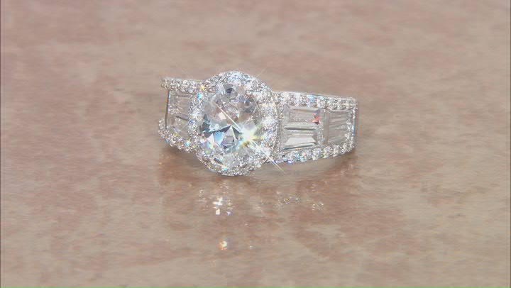 White Cubic Zirconia Rhodium Over Sterling Silver Ring 5.31ctw Video Thumbnail